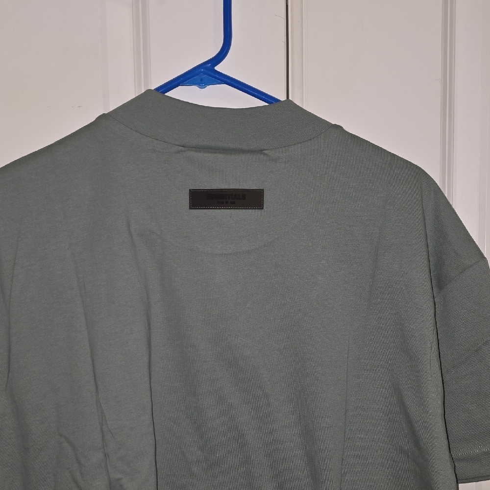 Fear Of God Essentials Embossed Logo T-Shirt in Sage/Sycamore - Picture 4 of 6